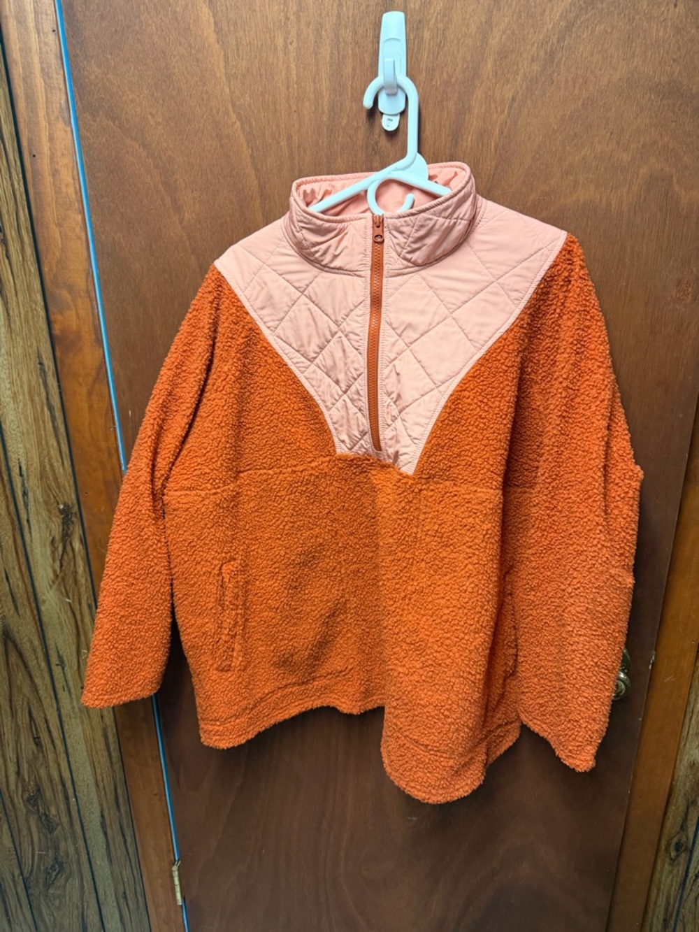 Vera BradleOrange Sherpa Pullover with Quilted Peach Yoke